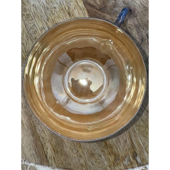 3 Vintage Hand Painted Lusterware Orange Gold Blue Floral Teacup Japanese READ - Picture 13 of 16